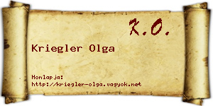 Kriegler Olga névjegykártya